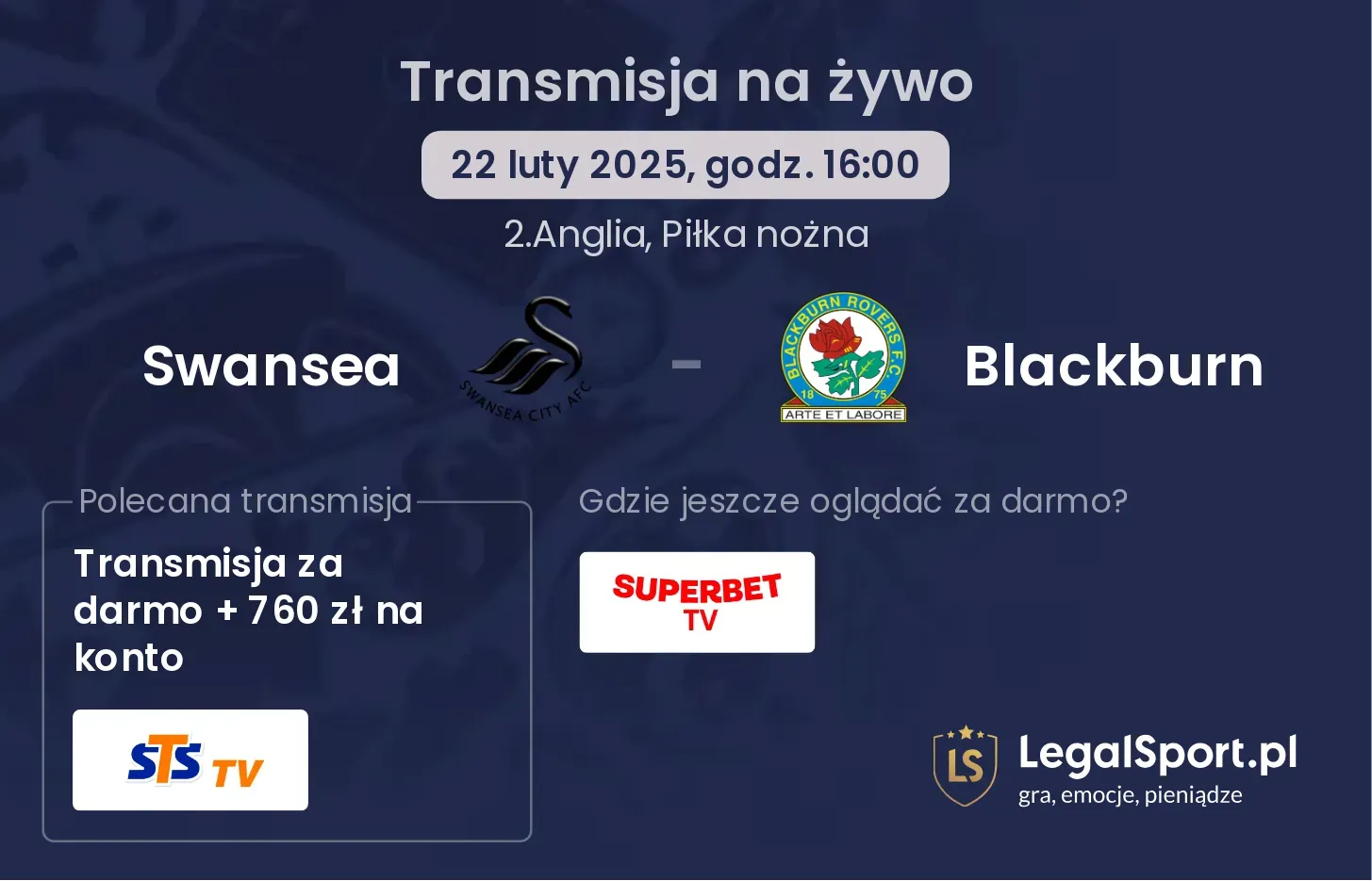 Swansea - Blackburn transmisja na żywo