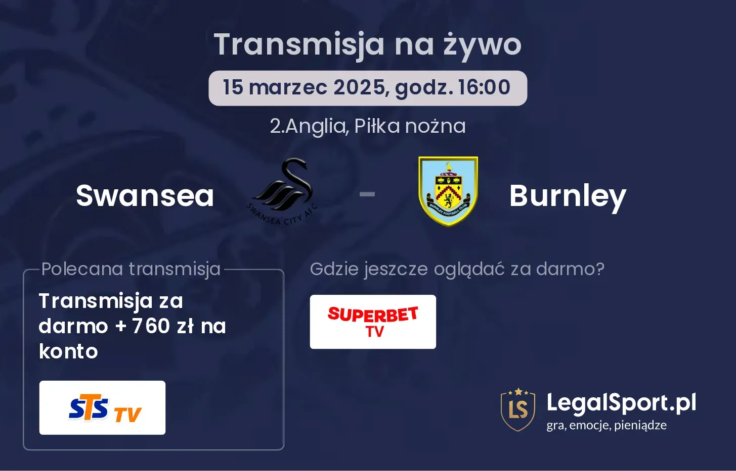 Swansea - Burnley transmisja na żywo