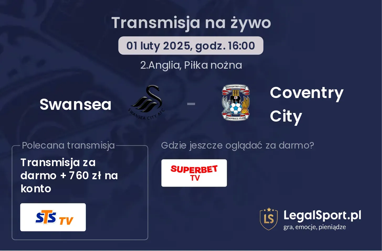 Swansea - Coventry City transmisja na żywo