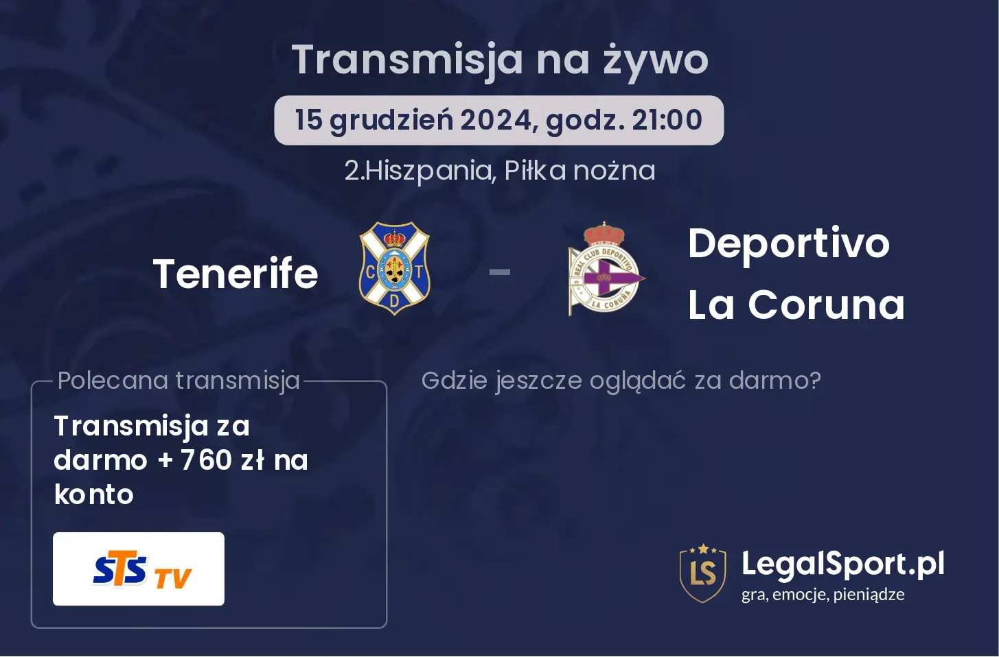 Tenerife - Deportivo La Coruna transmisja na żywo