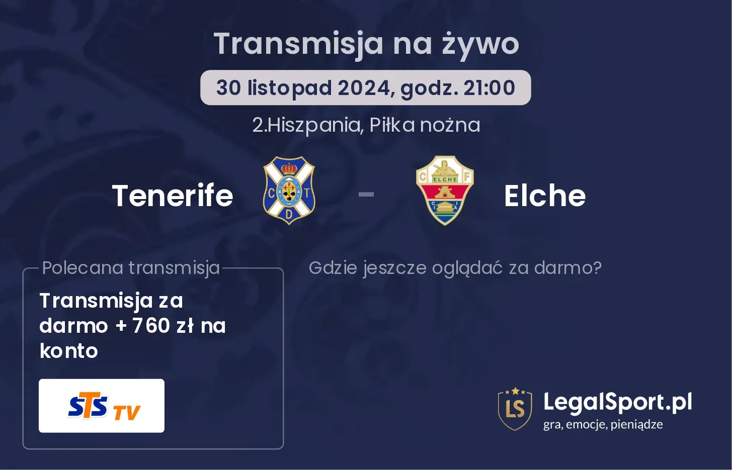 Tenerife - Elche transmisja na żywo