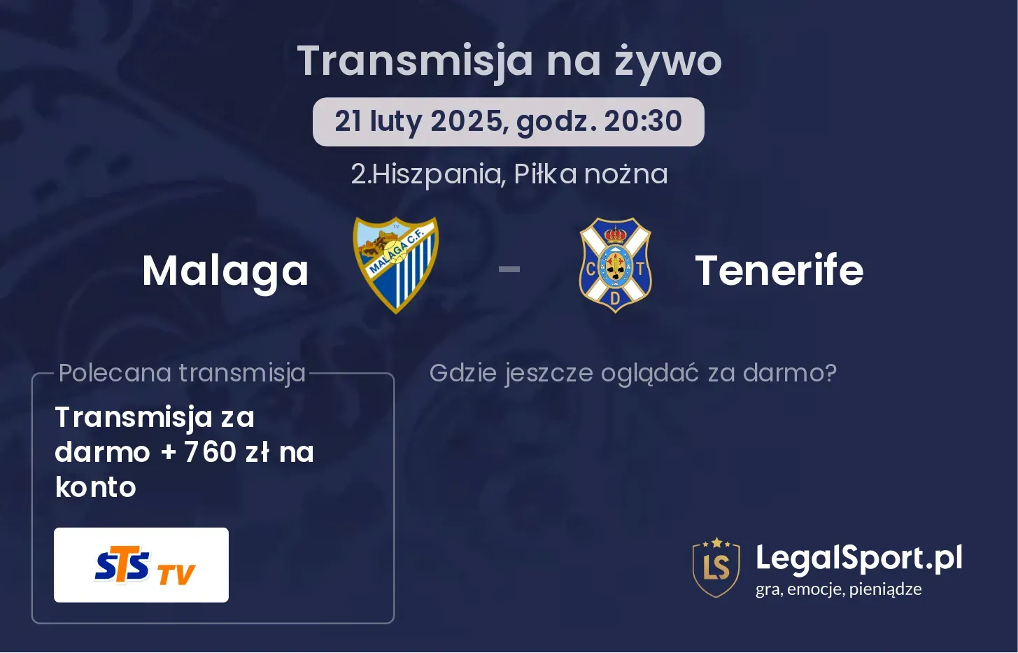 Tenerife - Malaga transmisja na żywo