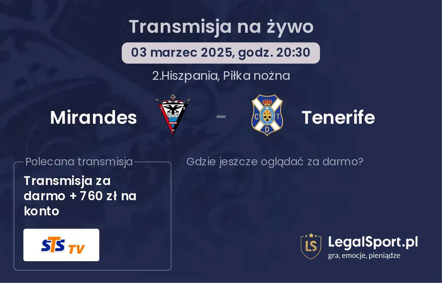 Mirandes - Tenerife gdzie oglądać?