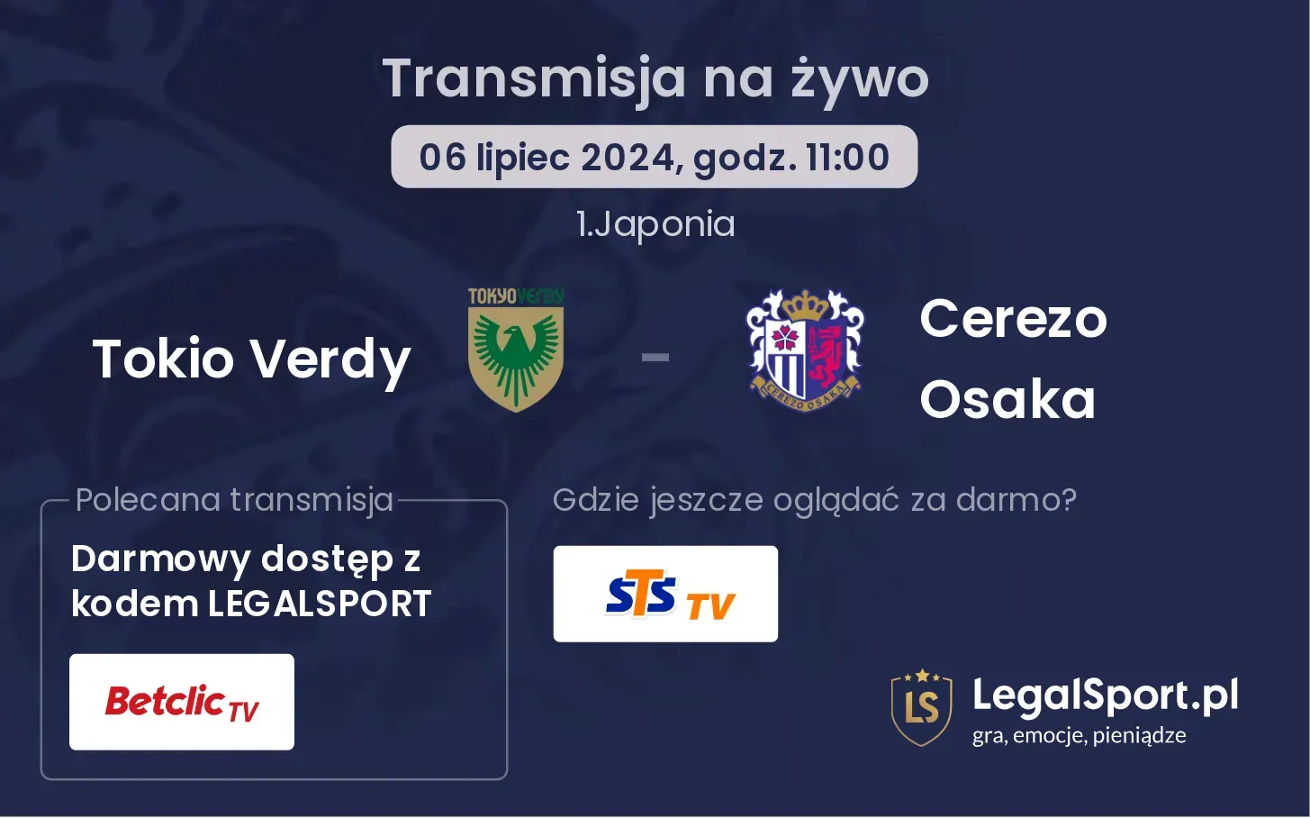 Tokio Verdy - Cerezo Osaka transmisja na żywo