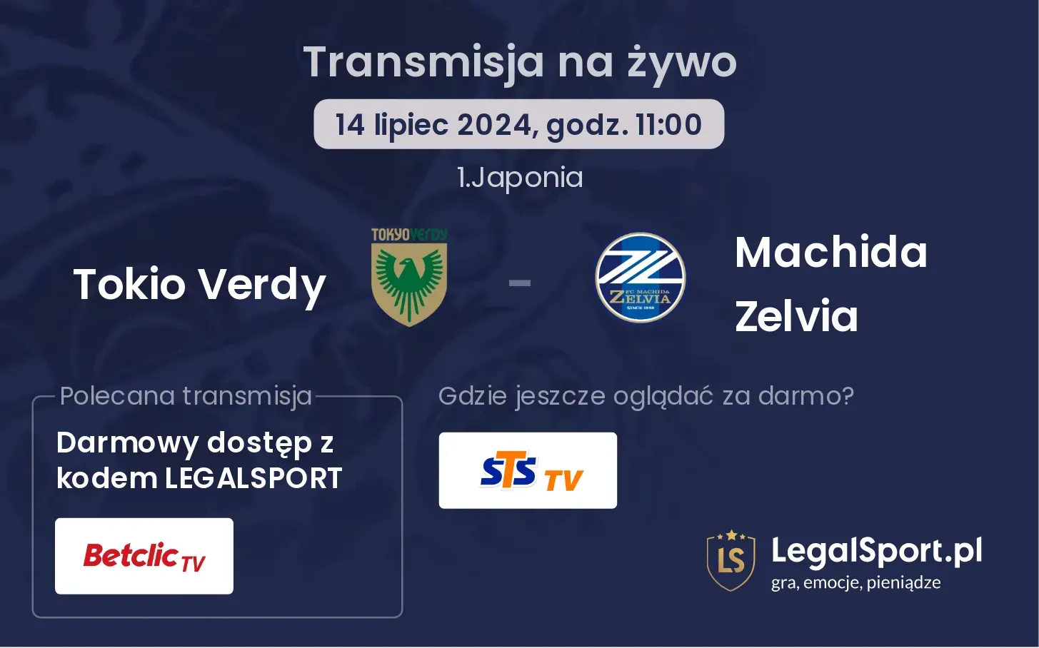 Tokio Verdy - Machida Zelvia transmisja na żywo