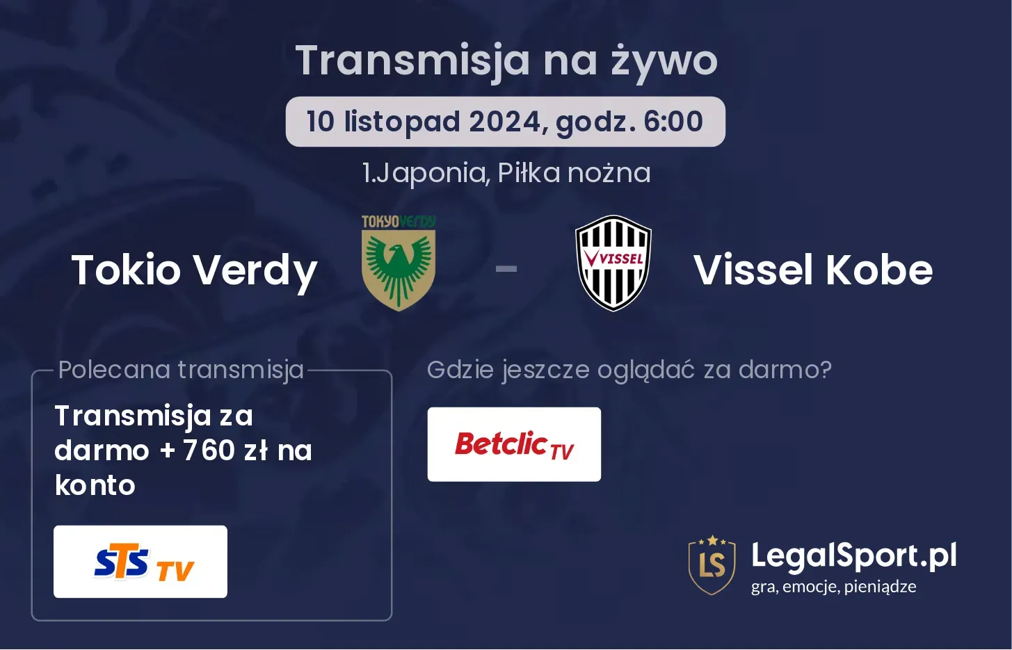 Tokio Verdy - Vissel Kobe transmisja na żywo