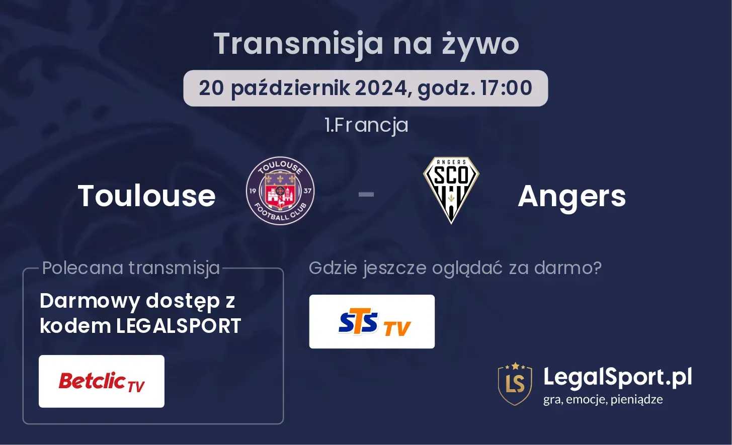 Toulouse - Angers transmisja na żywo