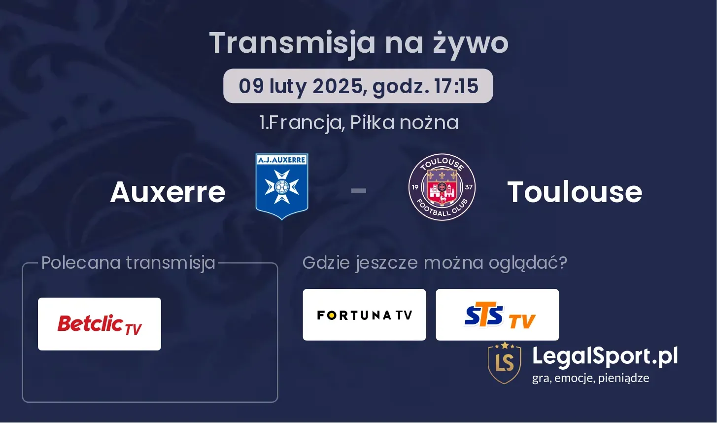 Toulouse - Auxerre transmisja na żywo