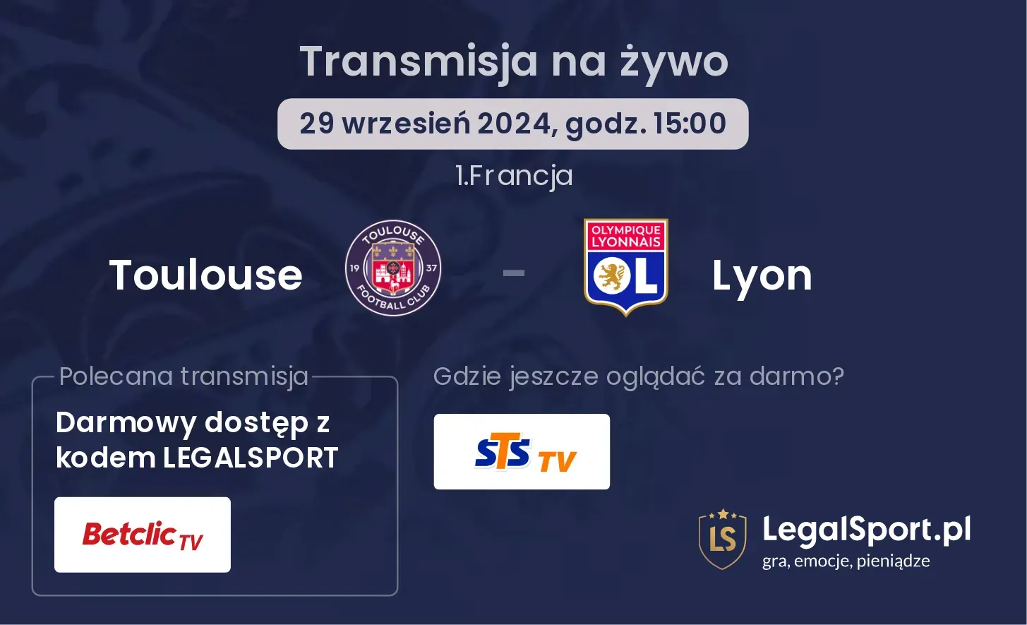 Toulouse - Lyon transmisja na żywo