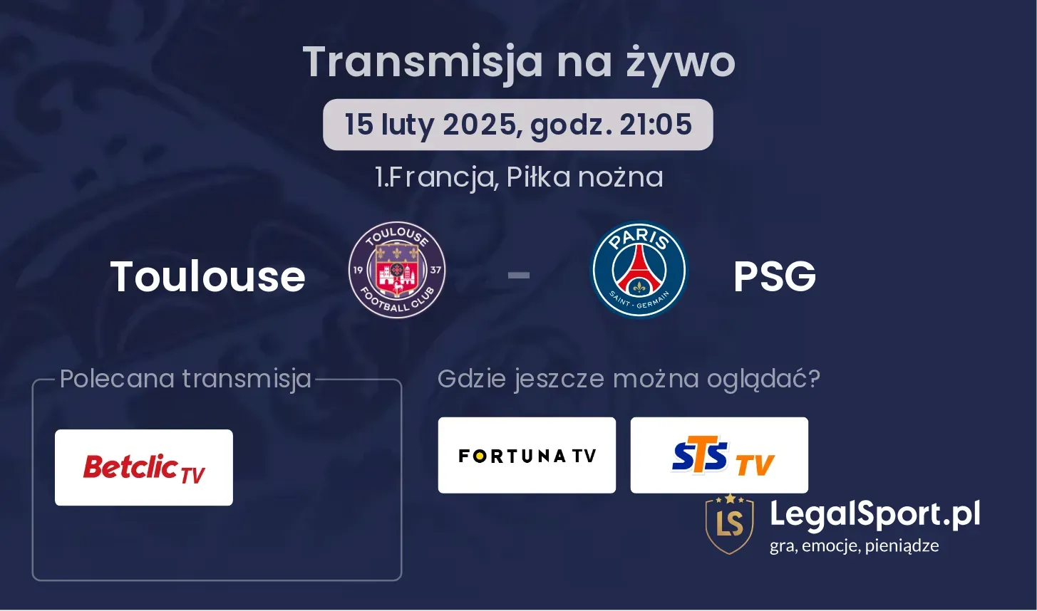 Toulouse - PSG transmisja na żywo