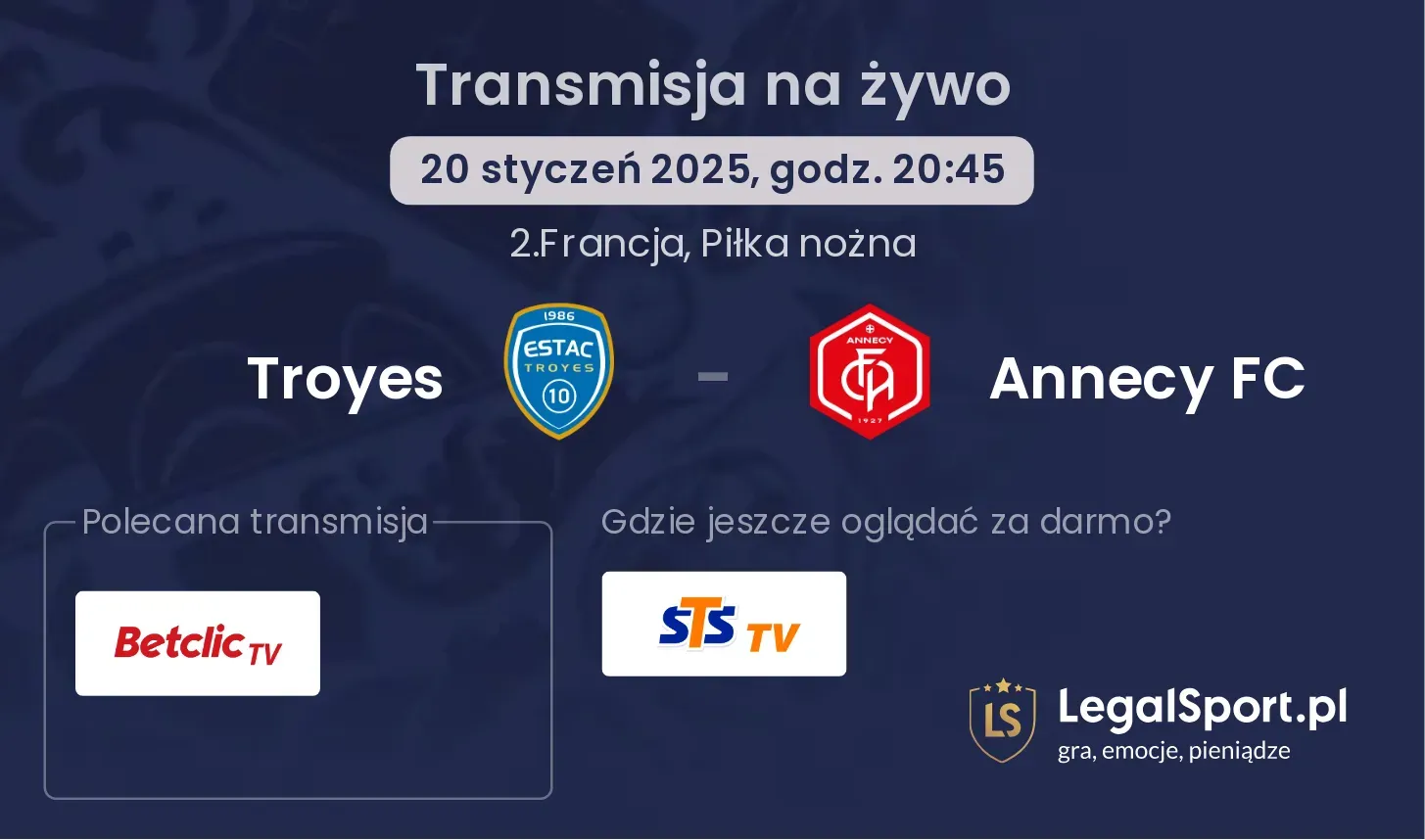 Troyes - Annecy FC transmisja na żywo