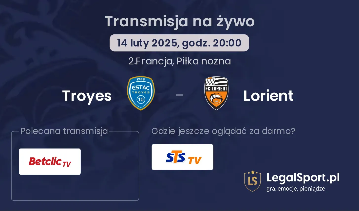 Troyes - Lorient transmisja na żywo