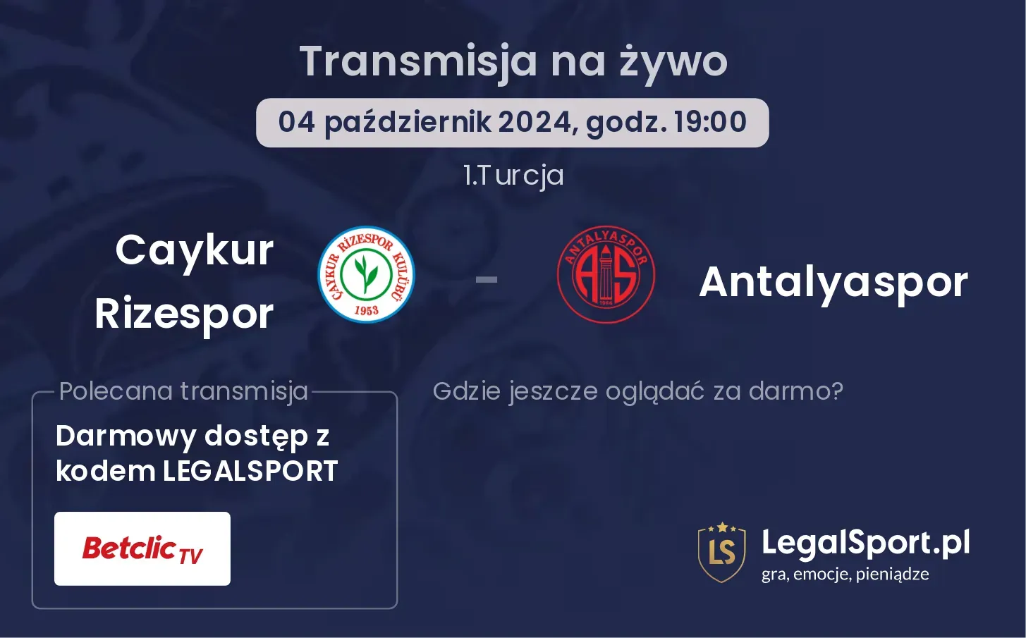 Caykur Rizespor - Antalyaspor transmisja na żywo