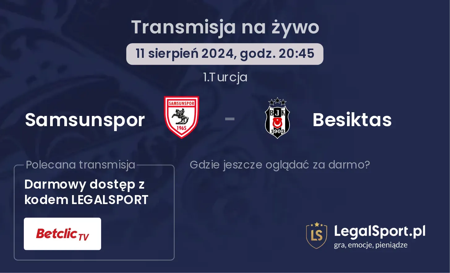 Samsunspor - Besiktas transmisja na żywo