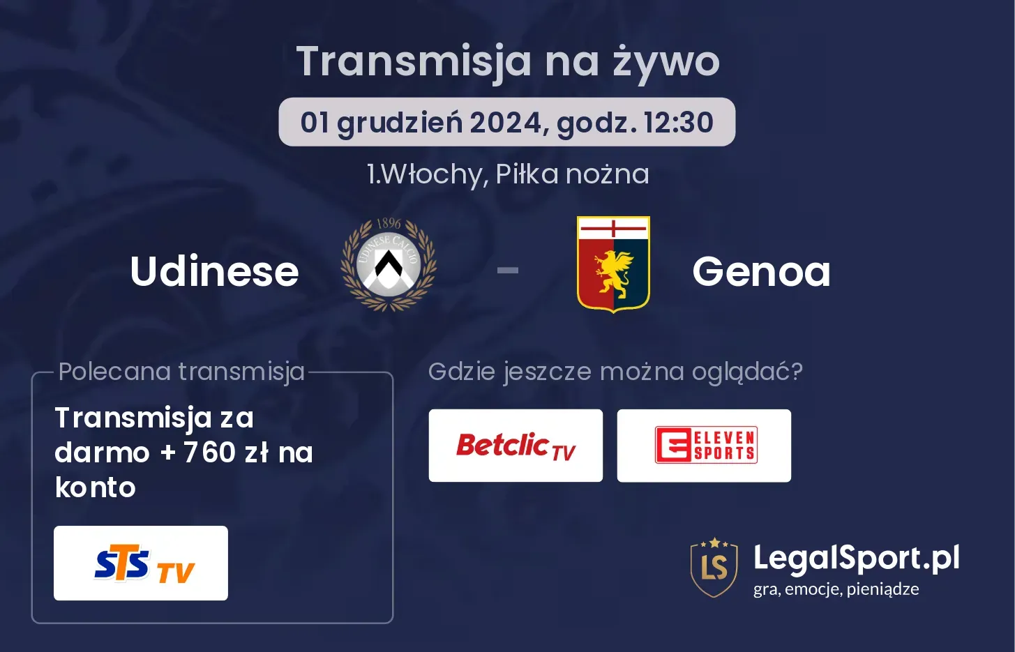 Udinese - Genoa transmisja na żywo