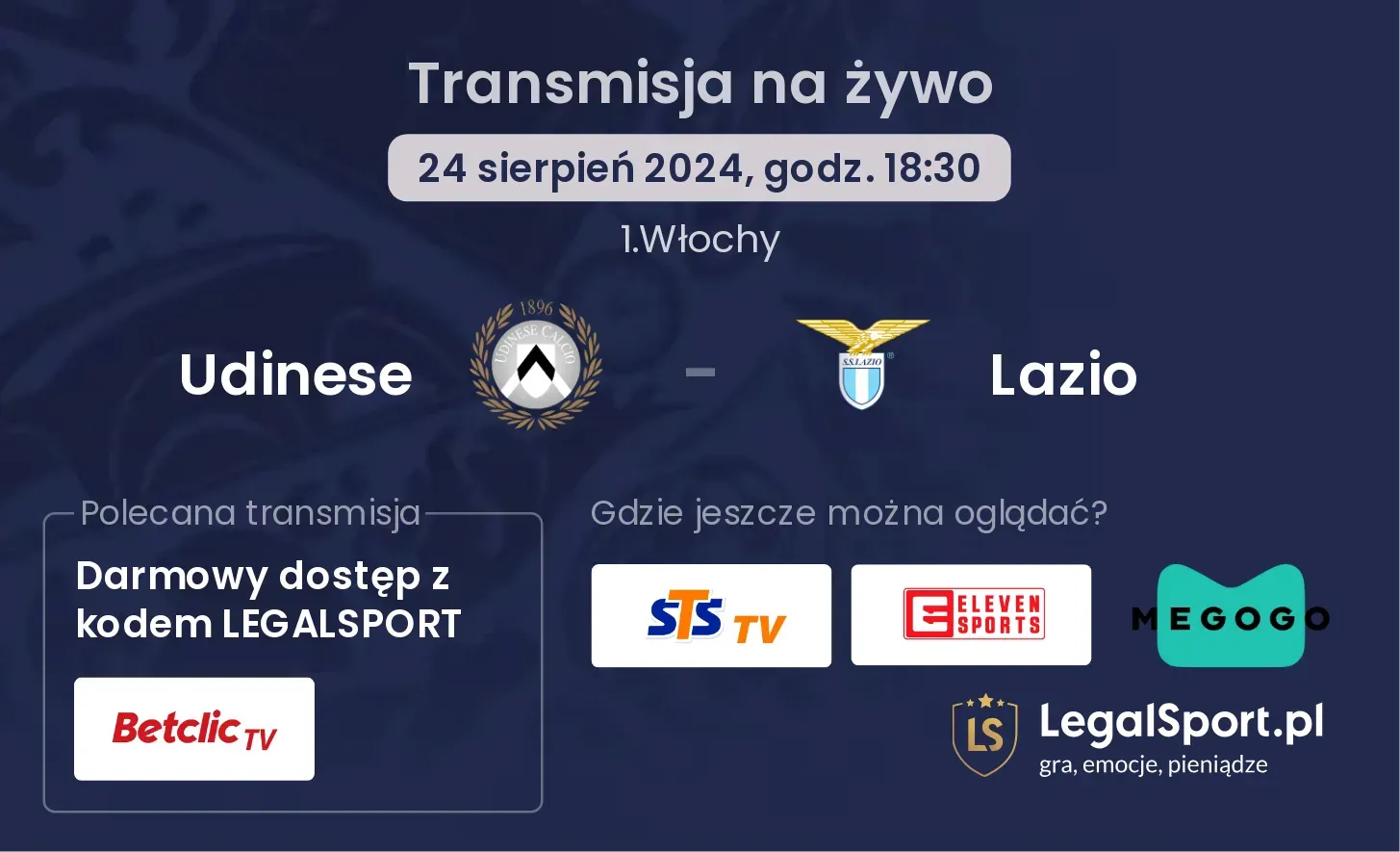 Udinese - Lazio transmisja na żywo