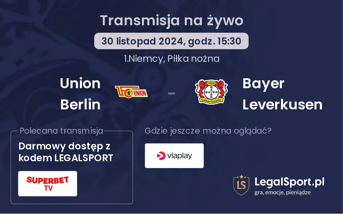 Union Berlin - Bayer Leverkusen transmisja na żywo