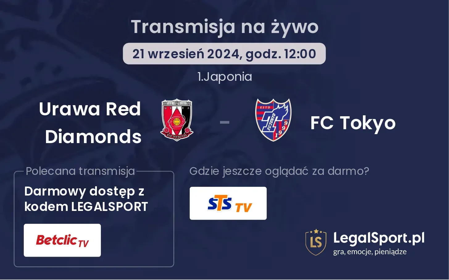 Urawa Red Diamonds - FC Tokyo gdzie oglądać? 21.09, godz. 12:00