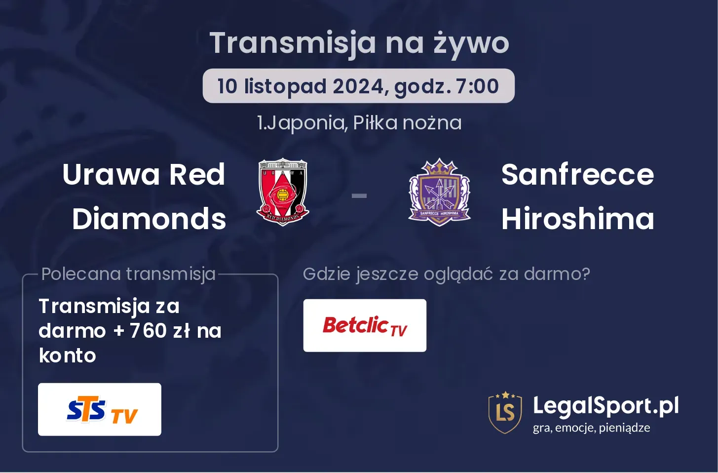 Urawa Red Diamonds - Sanfrecce Hiroshima transmisja na żywo