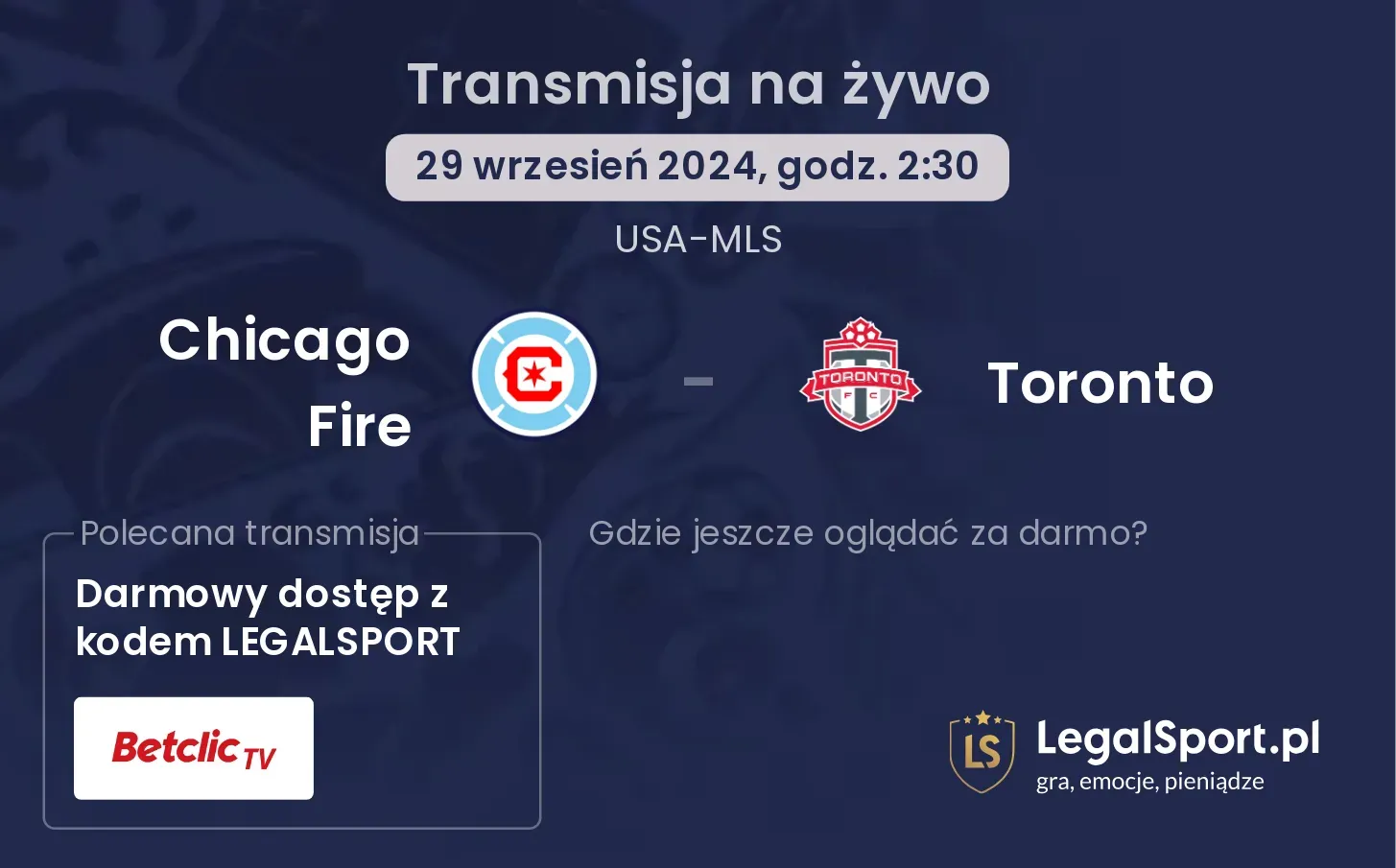 Chicago Fire - Toronto transmisja na żywo