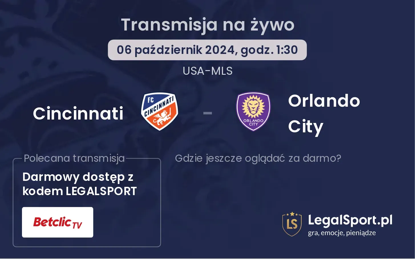 Cincinnati - Orlando City transmisja na żywo