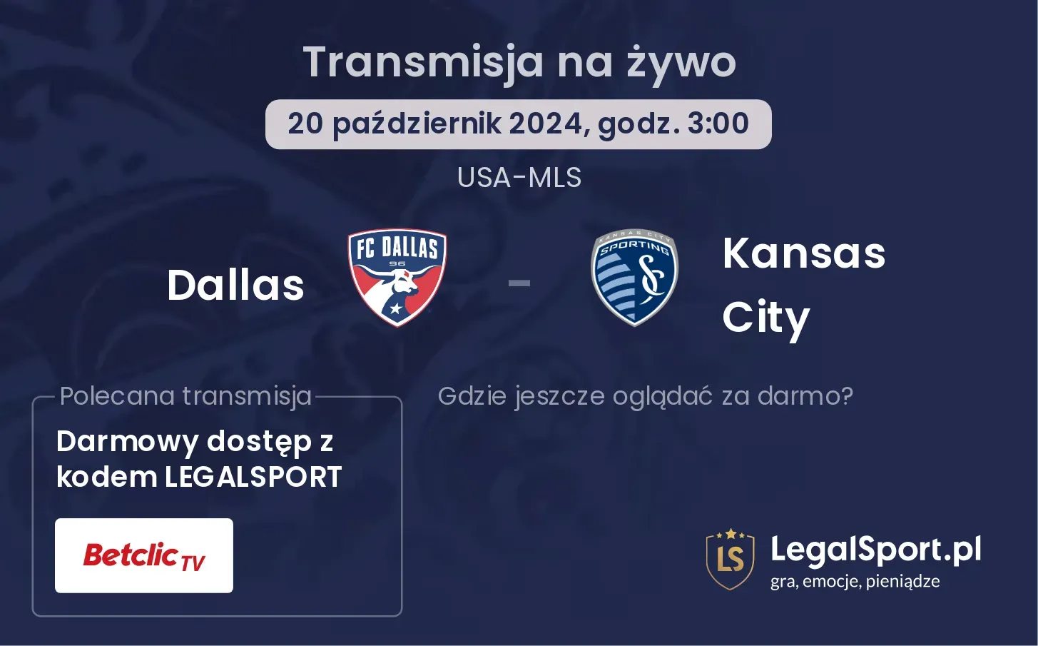 Dallas - Kansas City transmisja na żywo