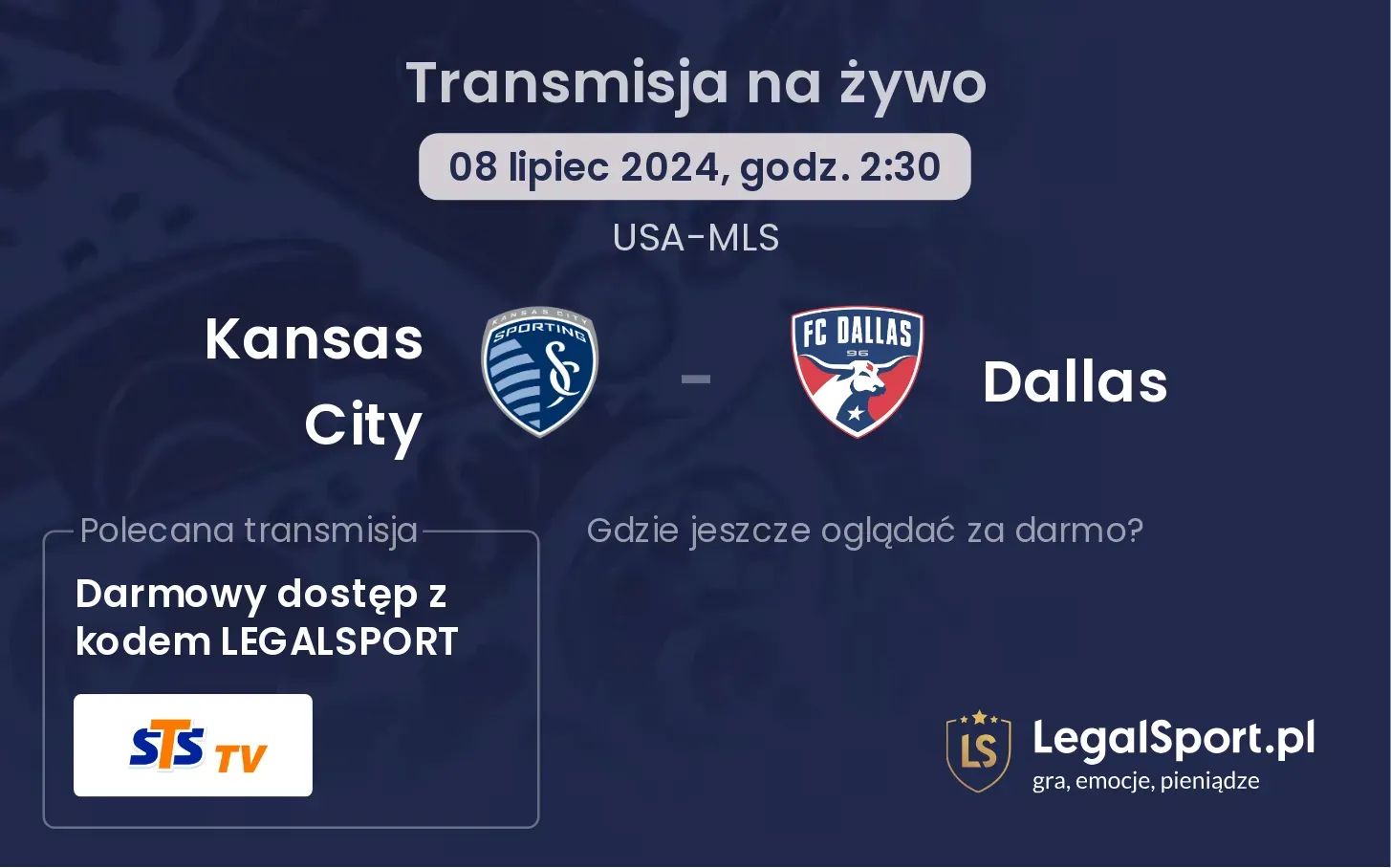 Kansas City - Dallas transmisja na żywo