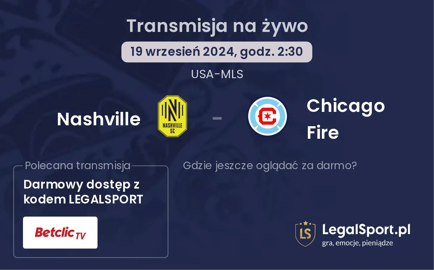 Nashville - Chicago Fire transmisja na żywo