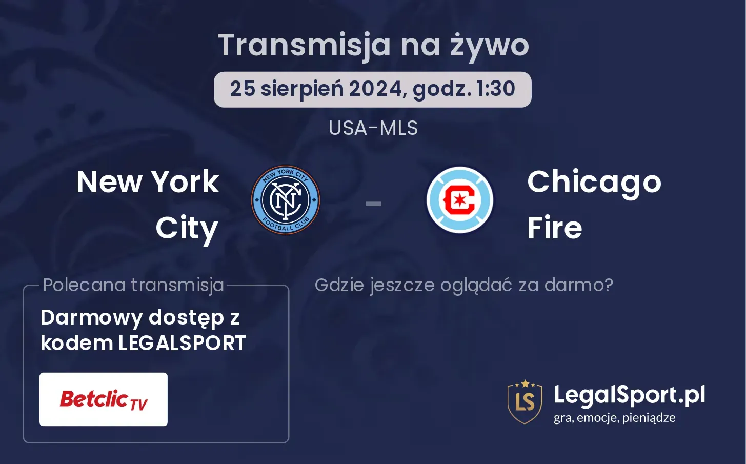 New York City - Chicago Fire transmisja na żywo