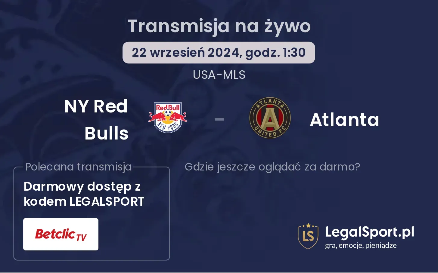 NY Red Bulls - Atlanta transmisja na żywo