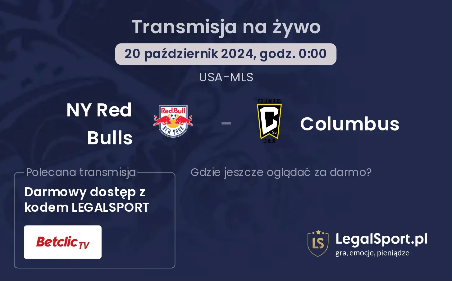 NY Red Bulls - Columbus transmisja na żywo