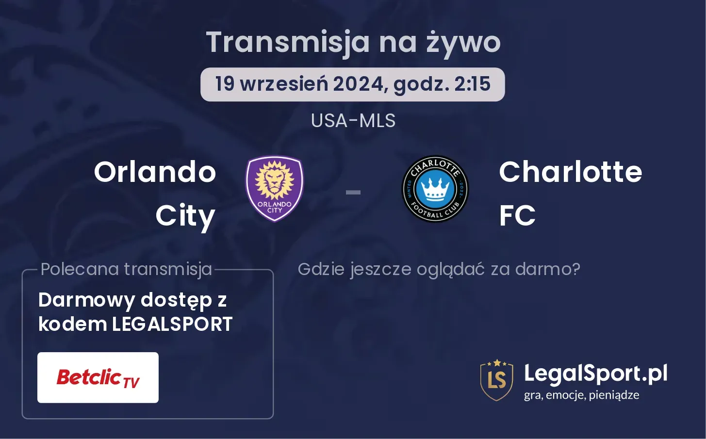 Orlando City - Charlotte FC transmisja na żywo