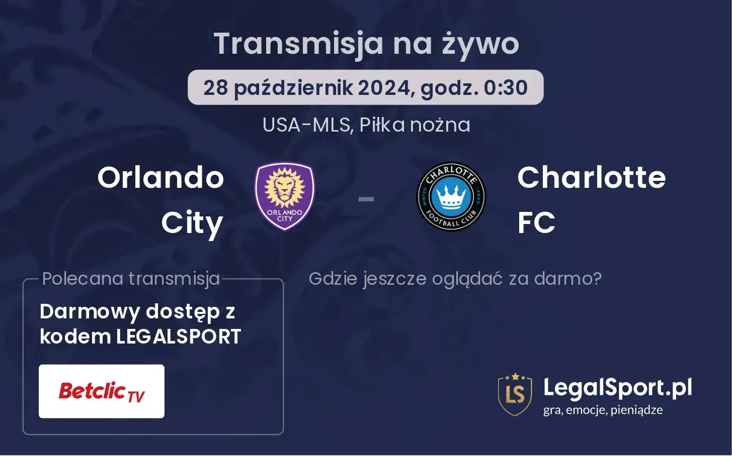 Orlando City - Charlotte FC transmisja na żywo