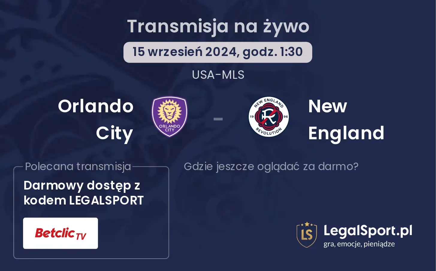 Orlando City - New England transmisja na żywo