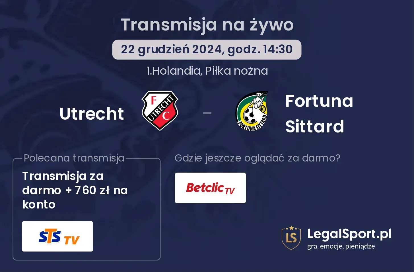 Utrecht - Fortuna Sittard transmisja na żywo