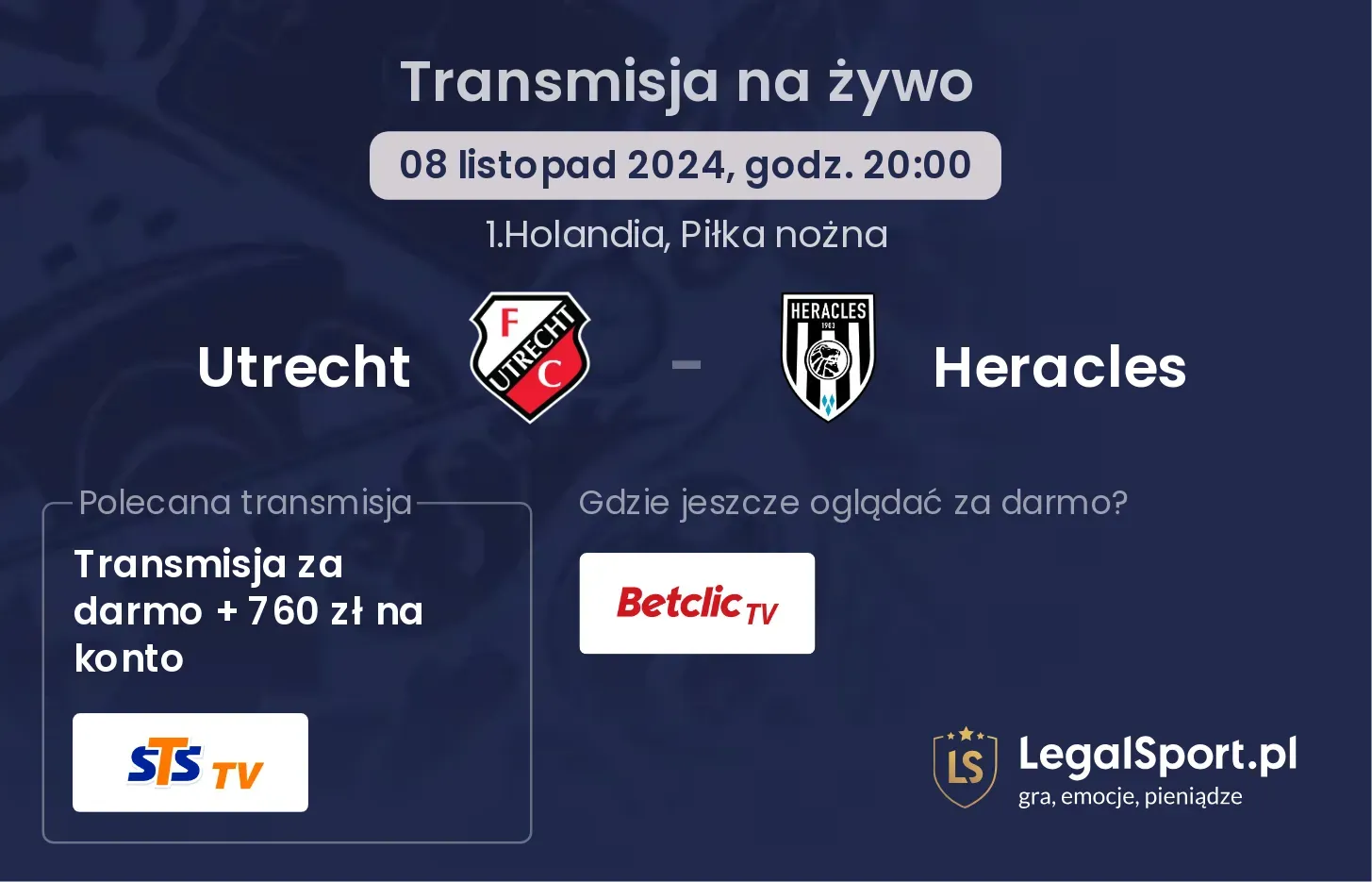 Utrecht - Heracles transmisja na żywo