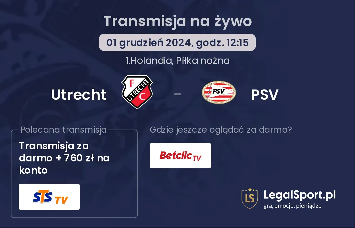 Utrecht - PSV transmisja na żywo