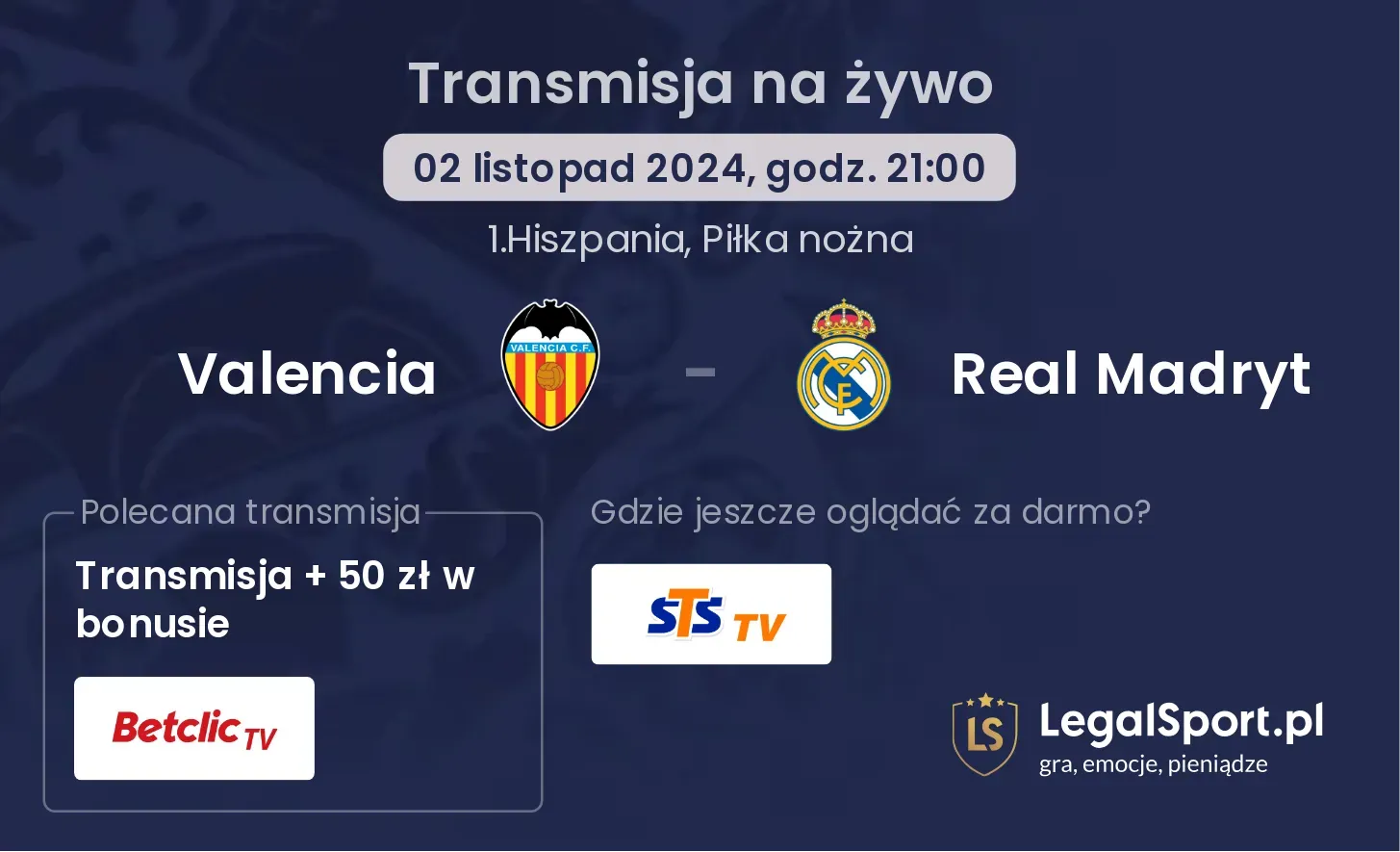 Valencia - Real Madryt transmisja na żywo