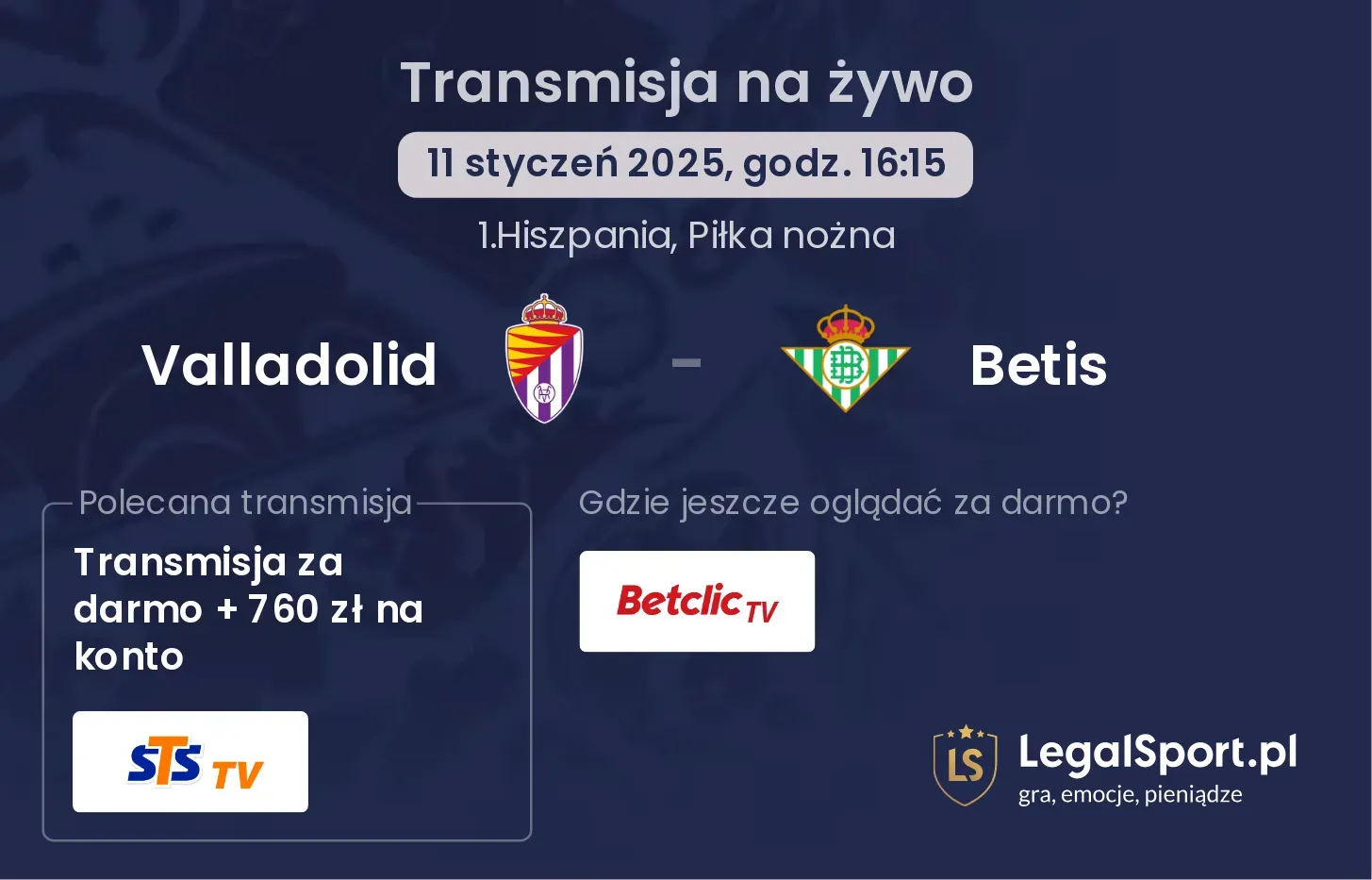 Valladolid - Betis transmisja na żywo