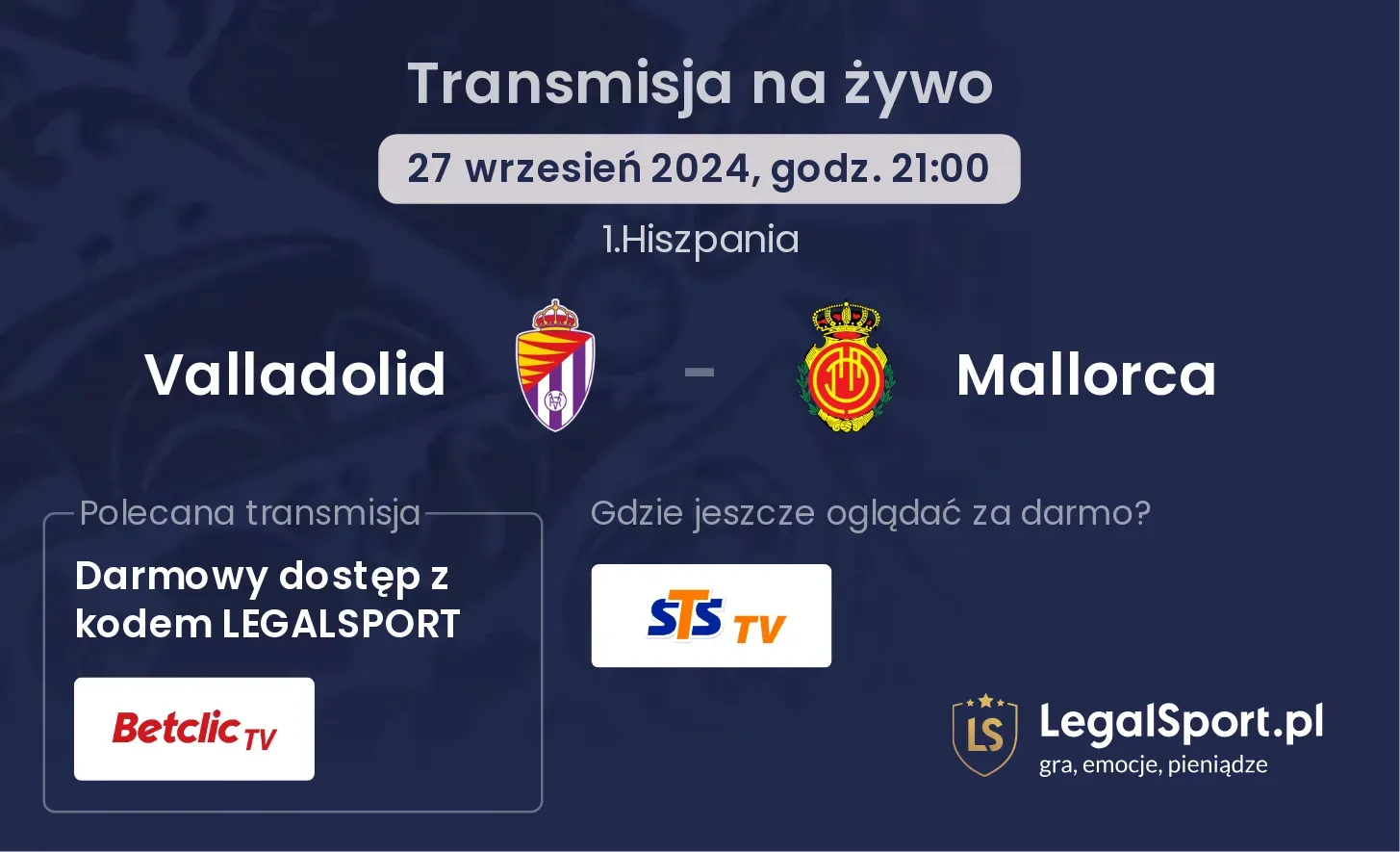 Valladolid - Mallorca transmisja na żywo