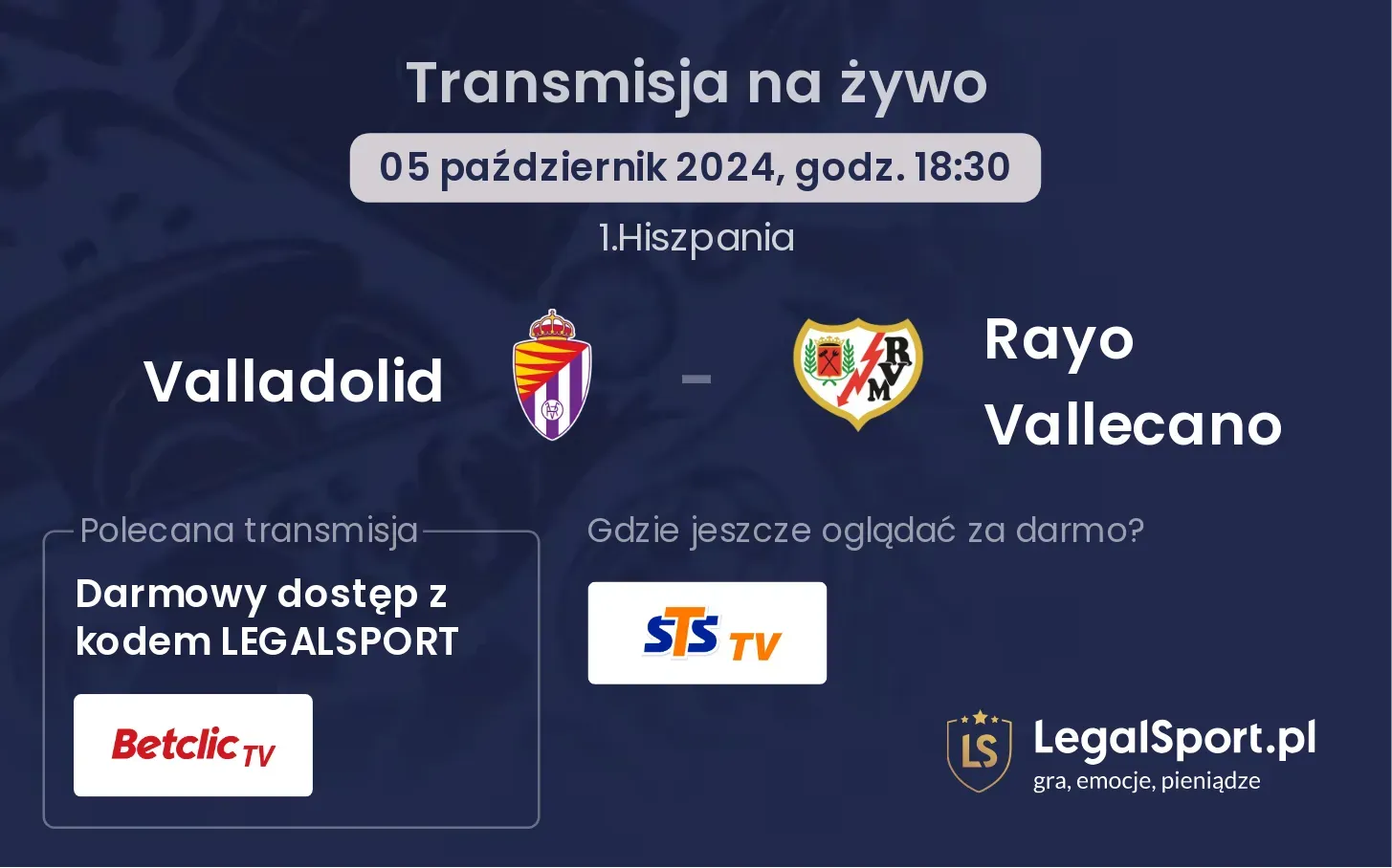 Valladolid - Rayo Vallecano transmisja na żywo