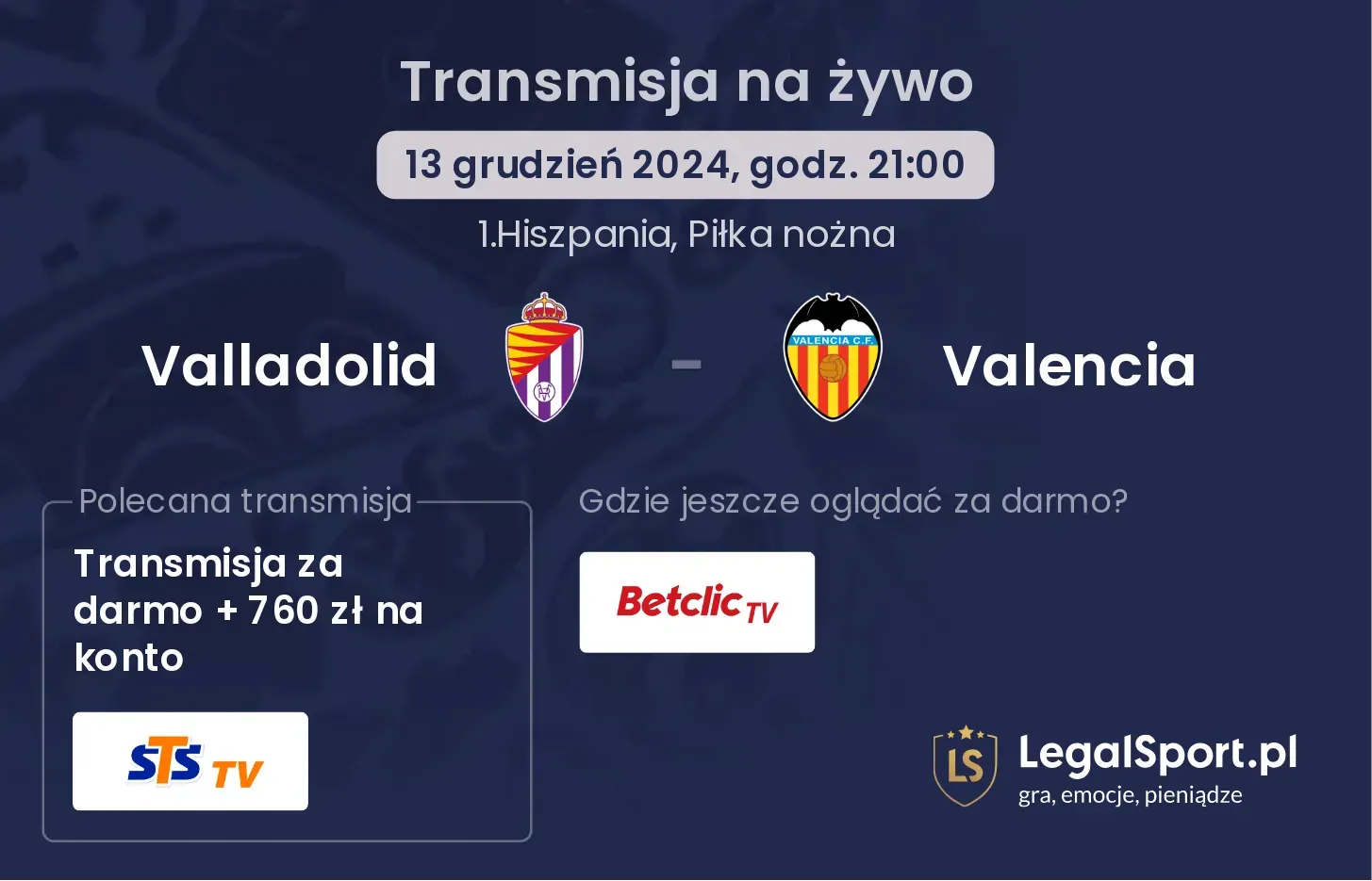 Valladolid - Valencia transmisja na żywo