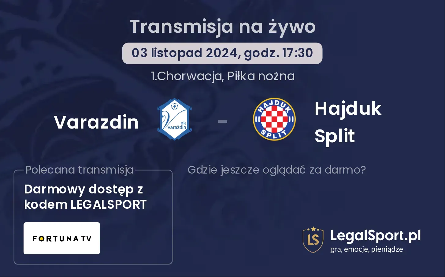 Varazdin - Hajduk Split transmisja na żywo