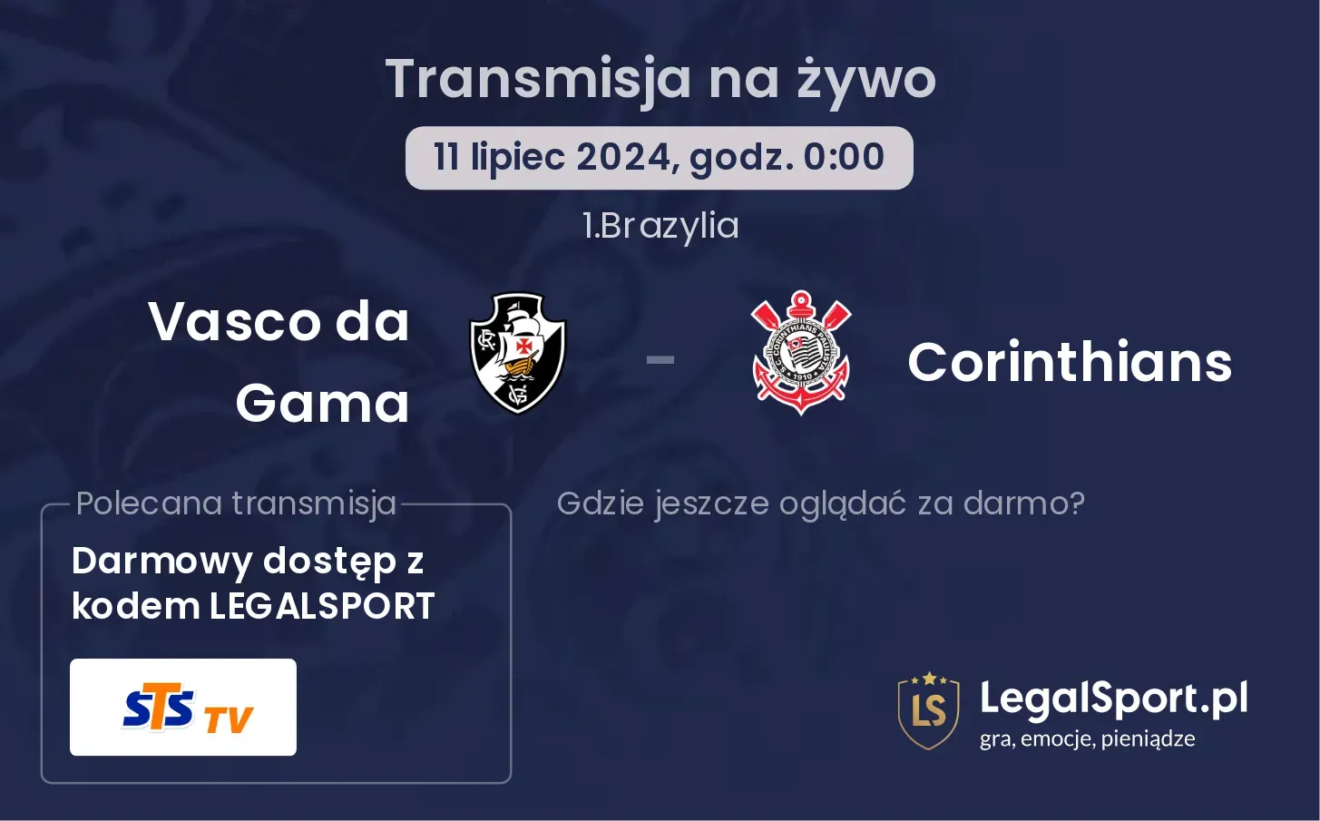 Vasco da Gama - Corinthians transmisja na żywo