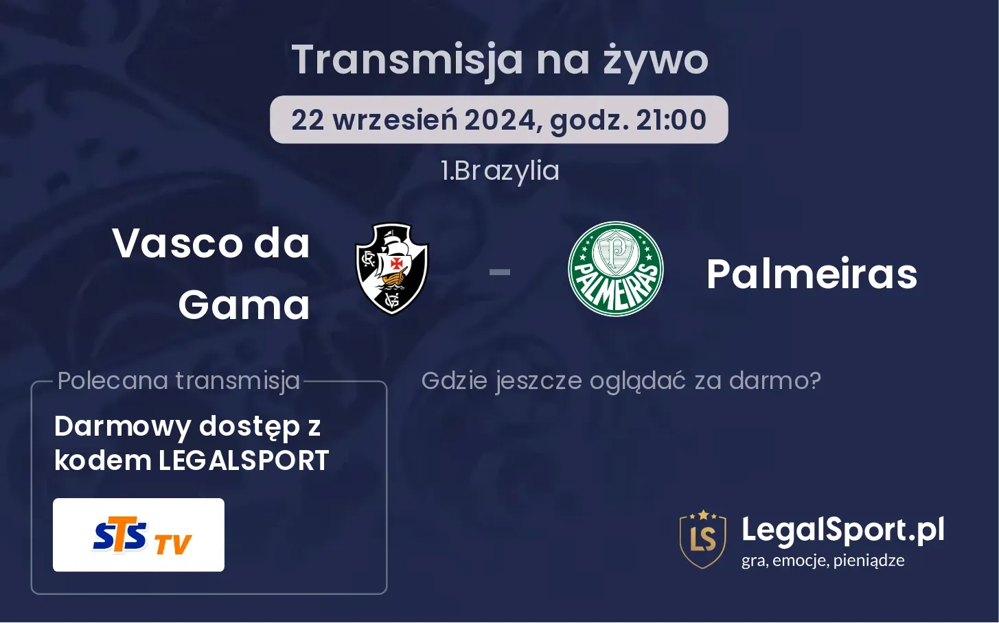 Vasco da Gama - Palmeiras transmisja na żywo