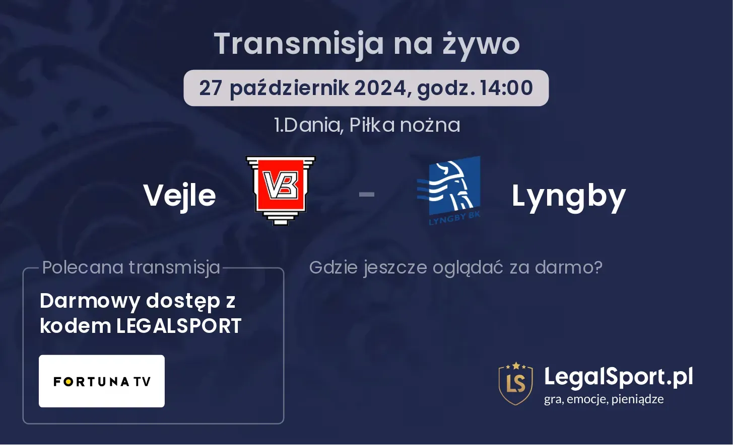 Vejle - Lyngby gdzie oglądać? 27.10, godz. 14:00