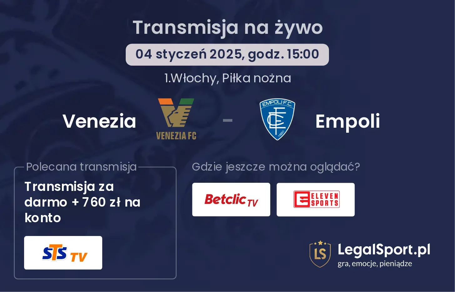 Venezia - Empoli transmisja na żywo