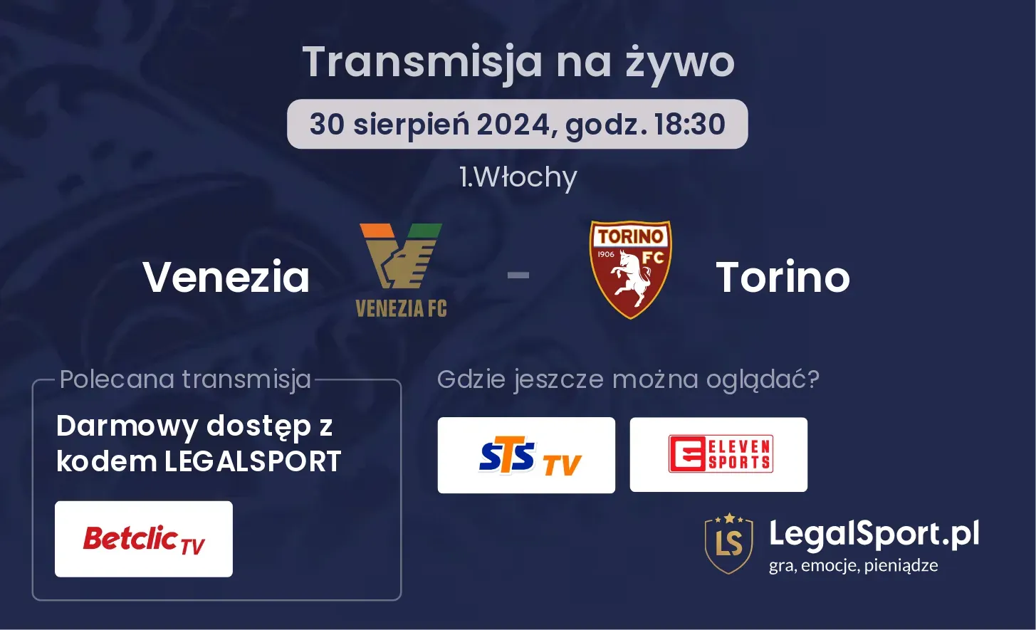 Venezia - Torino transmisja na żywo