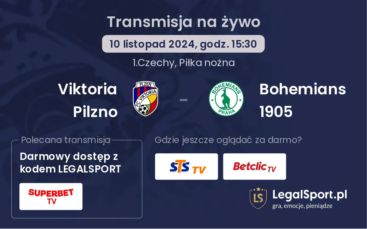 Viktoria Pilzno - Bohemians 1905 transmisja na żywo