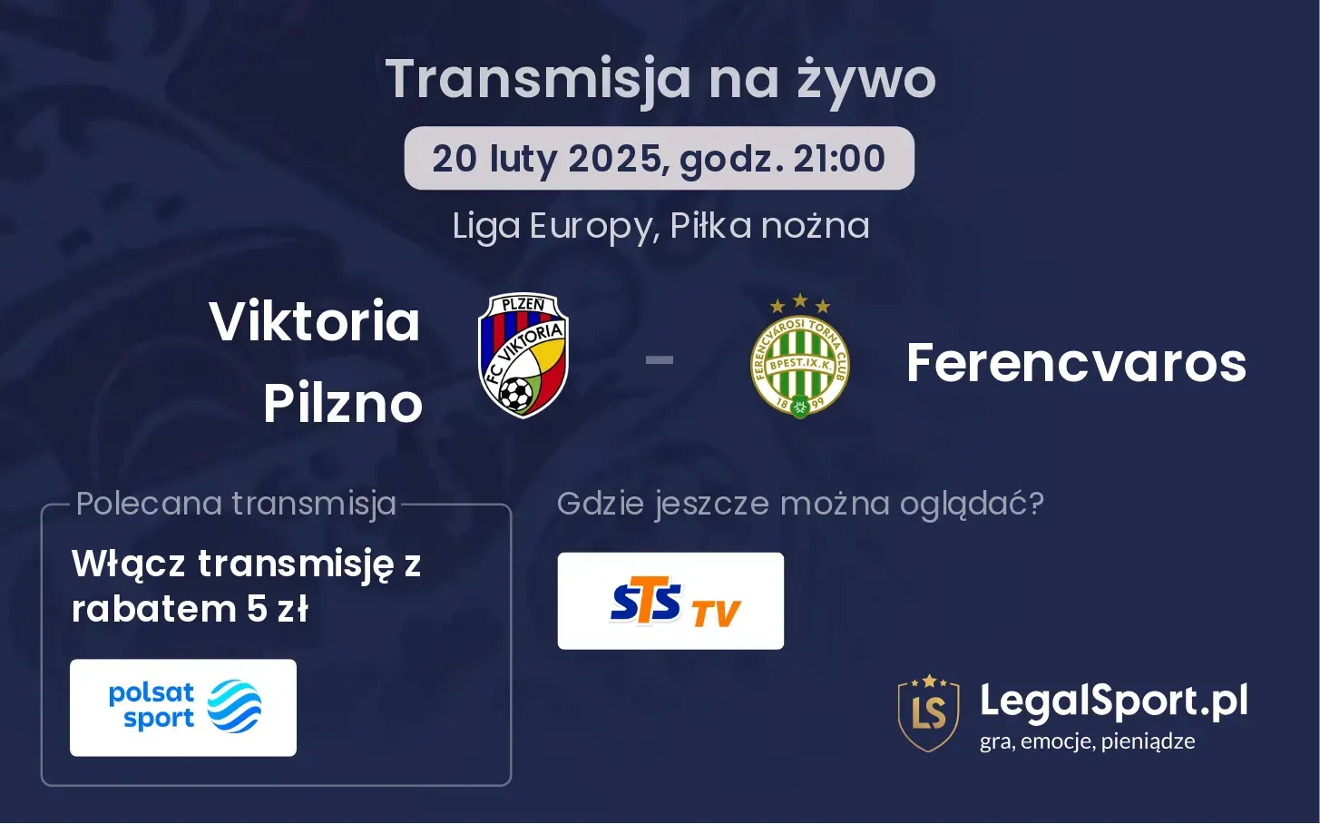 Viktoria Pilzno - Ferencvaros transmisja na żywo